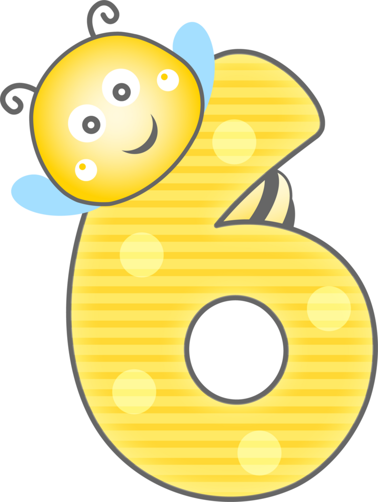 Cute Bee Animal, Number 6 png