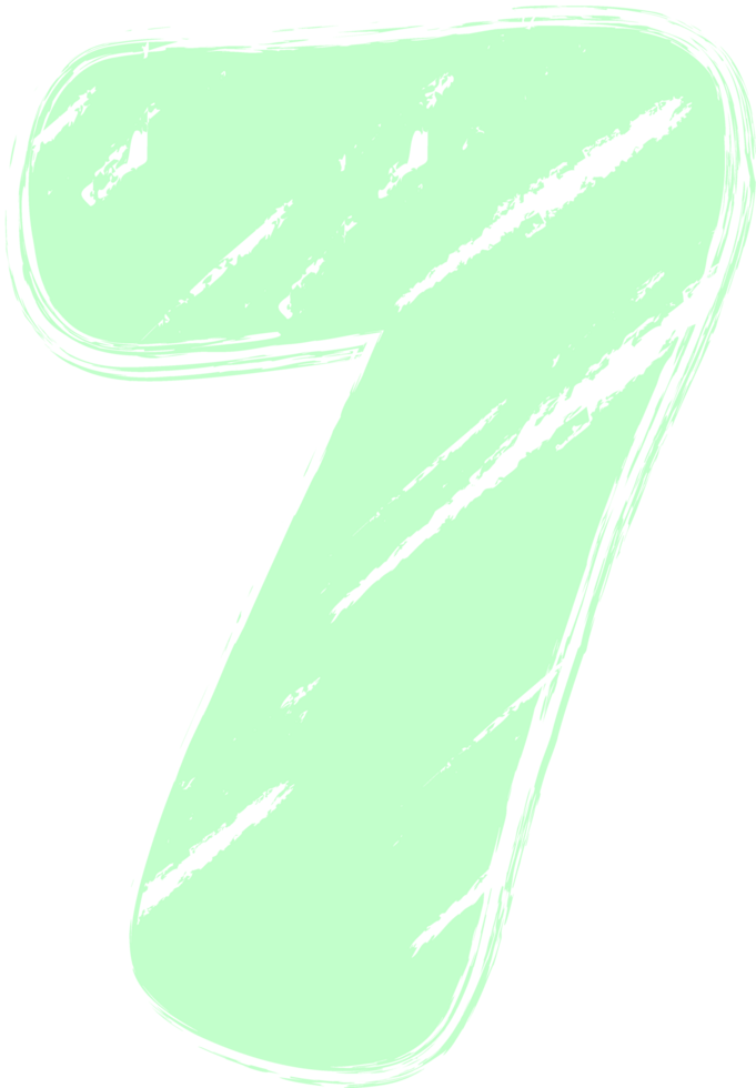 Pastel Hand drawn crayon, Number 7 png