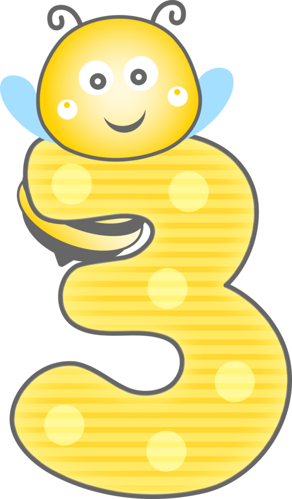 Cute Bee Animal, Number 3 png