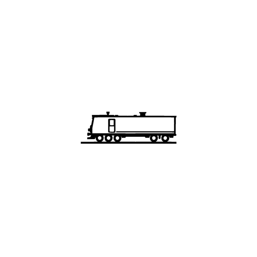 Black and white minimalist stylized illustration of a train car on a diamond sign, indicating a railroad crossing. vector