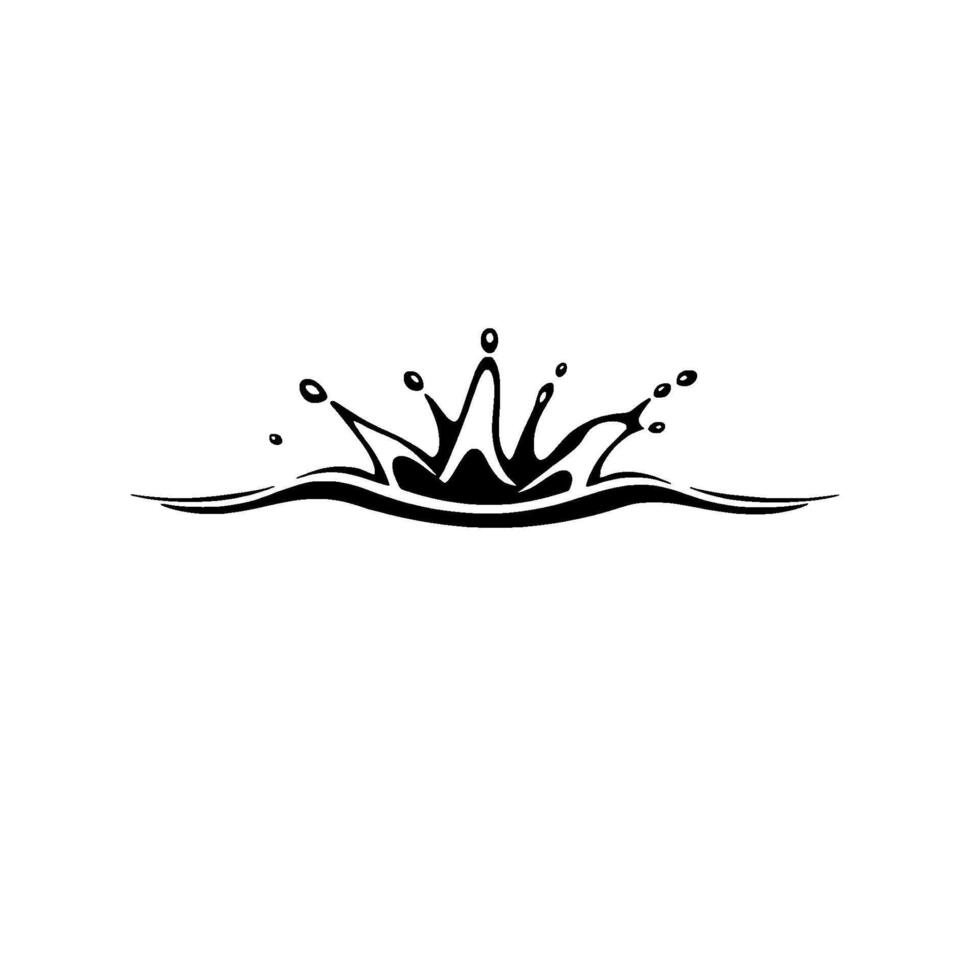 Bold Black Ink Water Splash on White Background with Dynamic Curve Droplet Elements vector