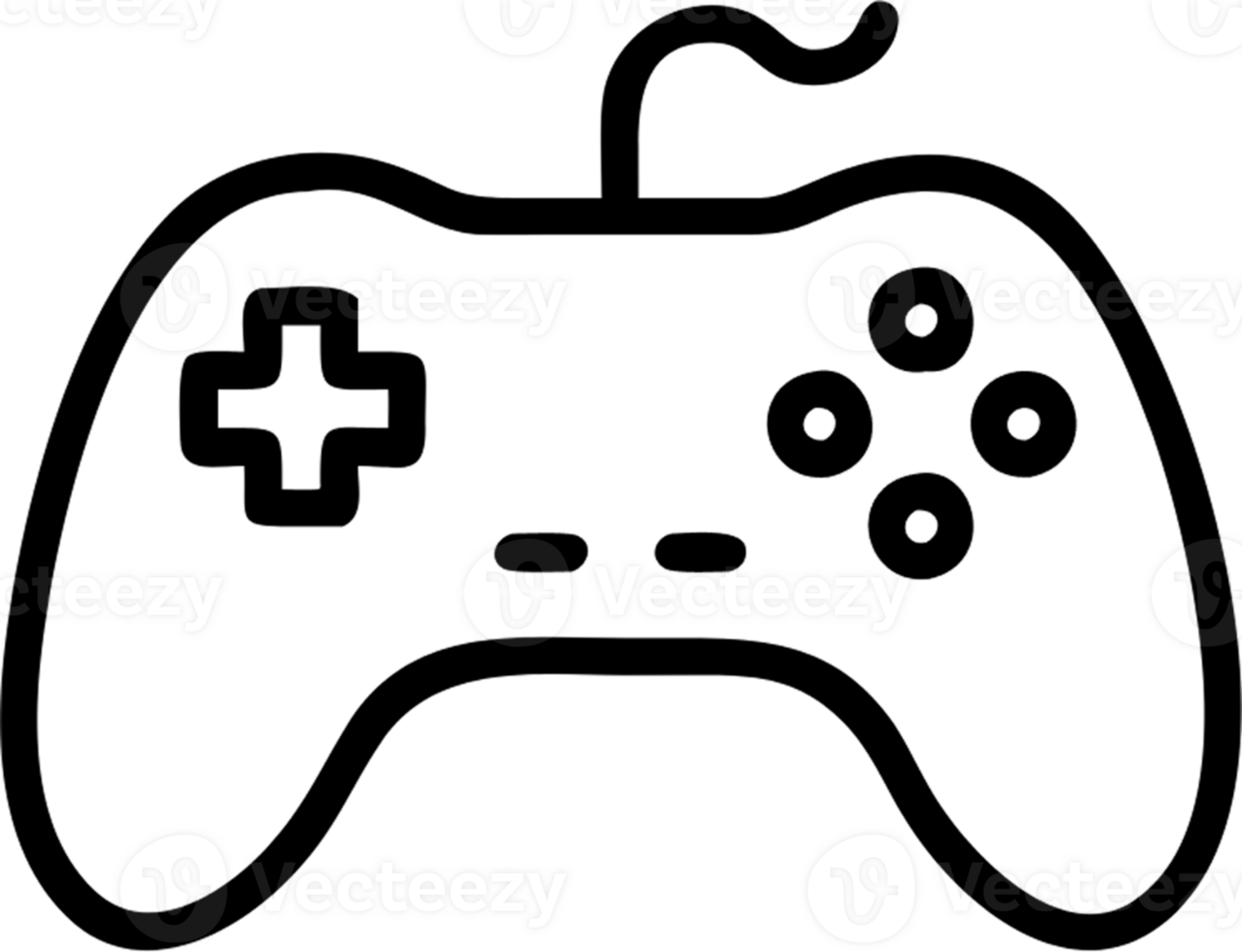Game controller in outline icon style, games theme. png