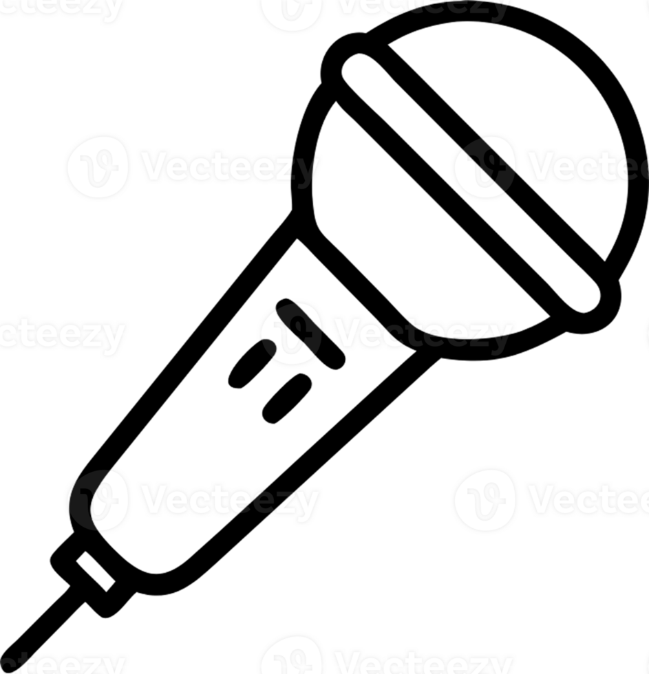 Microphone in outline icon style, media and Technology theme. png