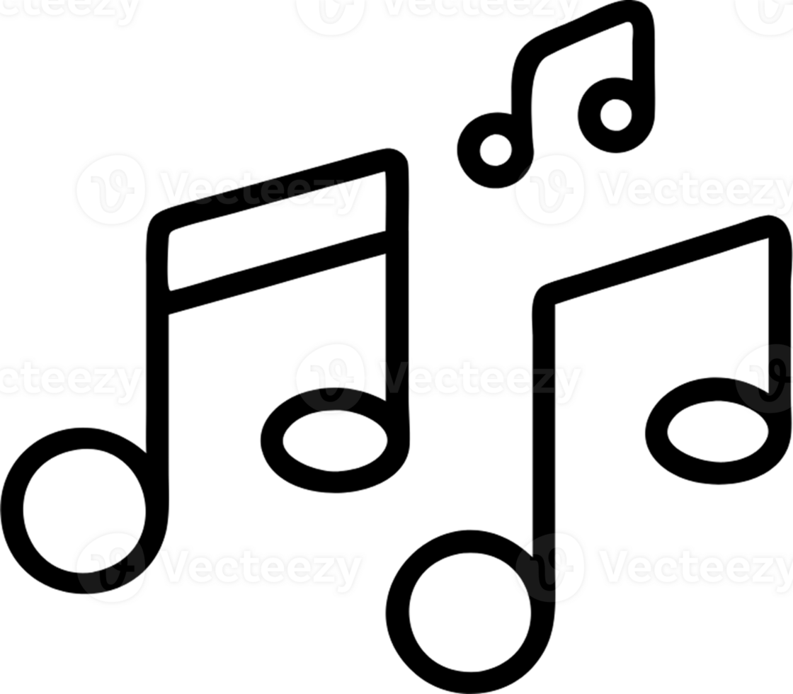 Music note in outline icon style, music theme. png