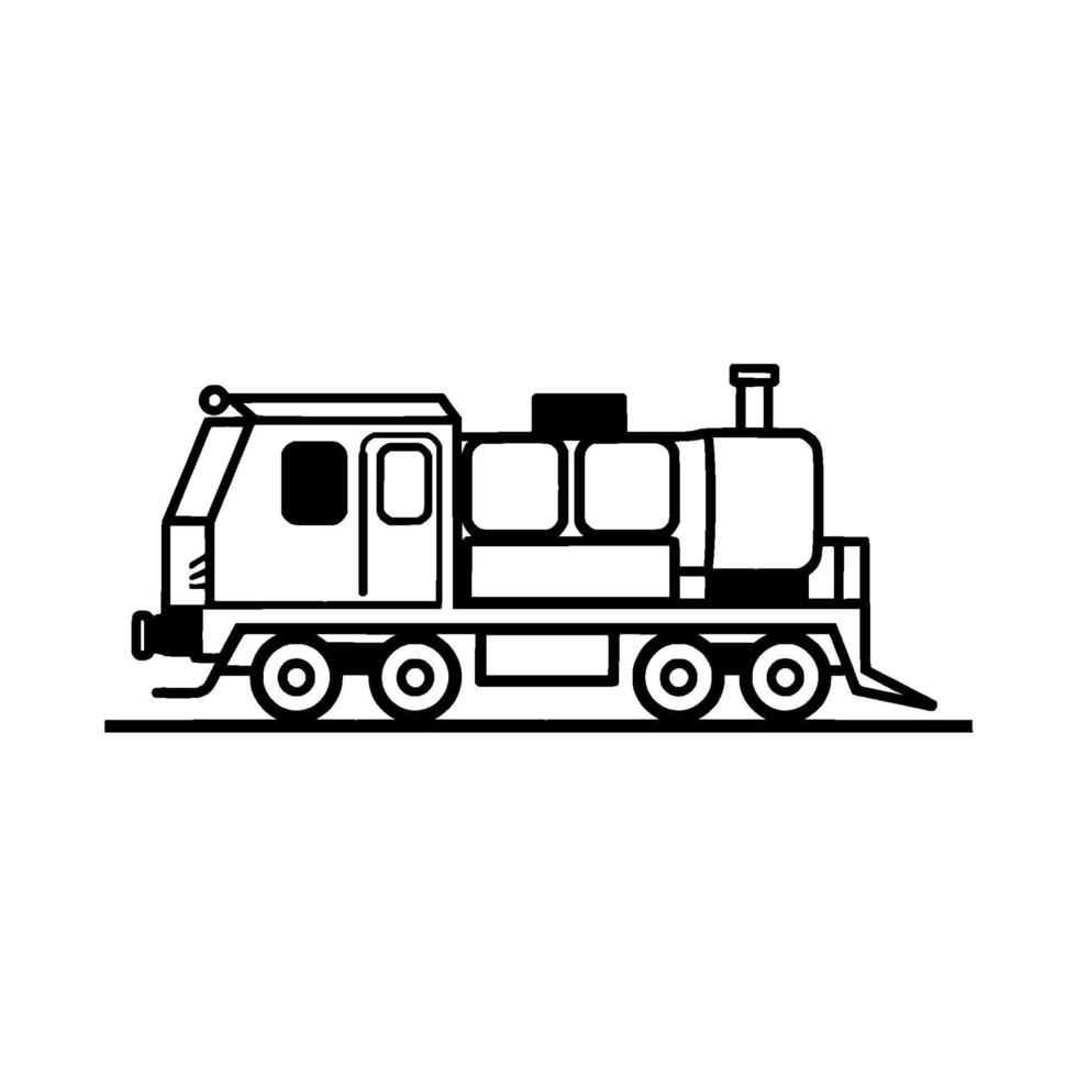 Line Art Illustration of a Simplified Steam Engine, Presented in a Minimalist Style on a White Background. vector