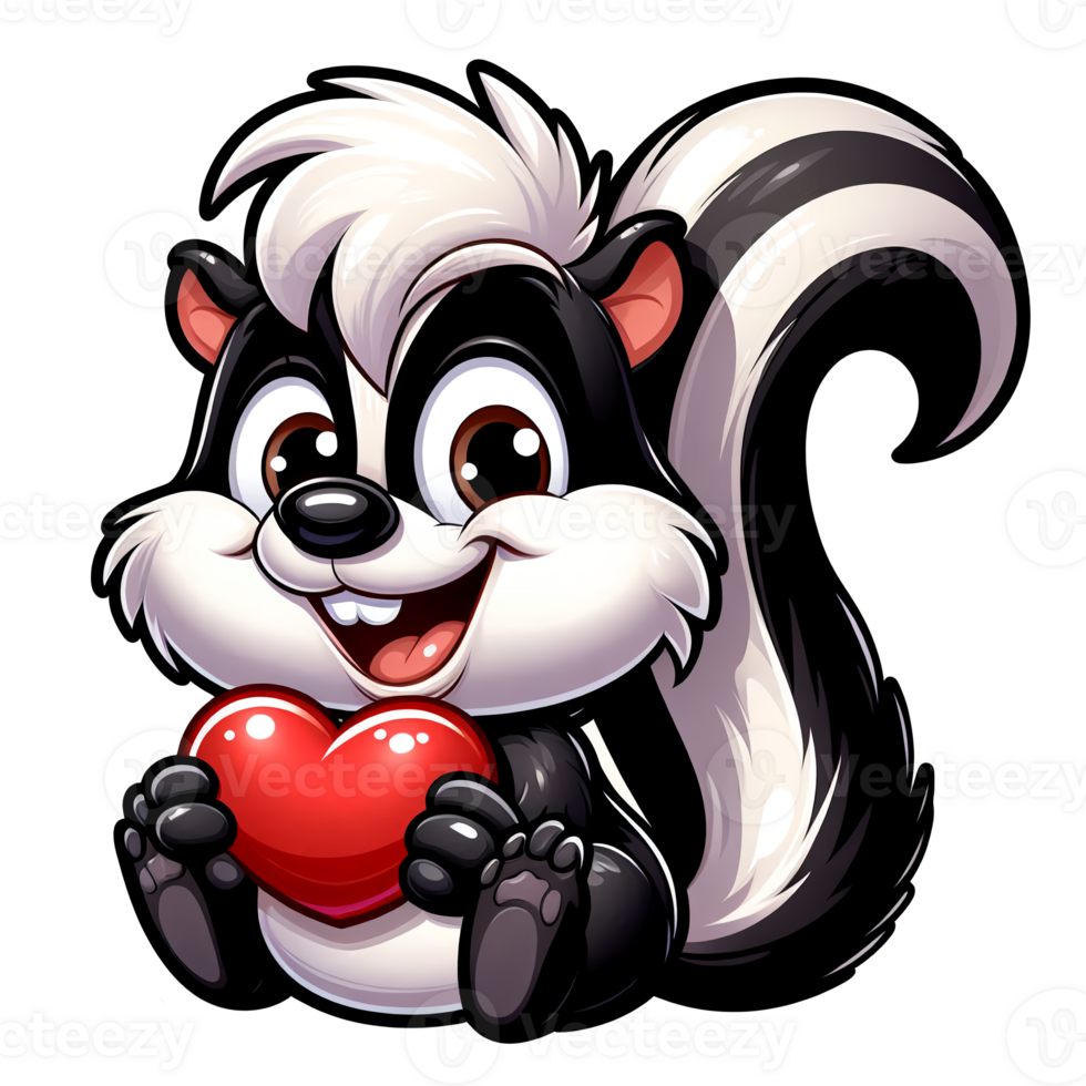 A little skunk holding a heart png