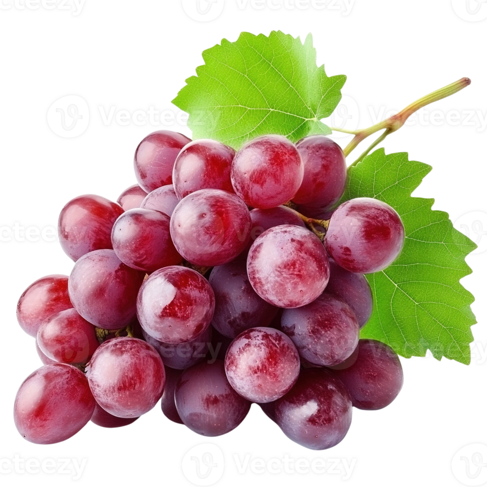 Fresh Red Grapes with Leaf Isolated on Transparent Background png