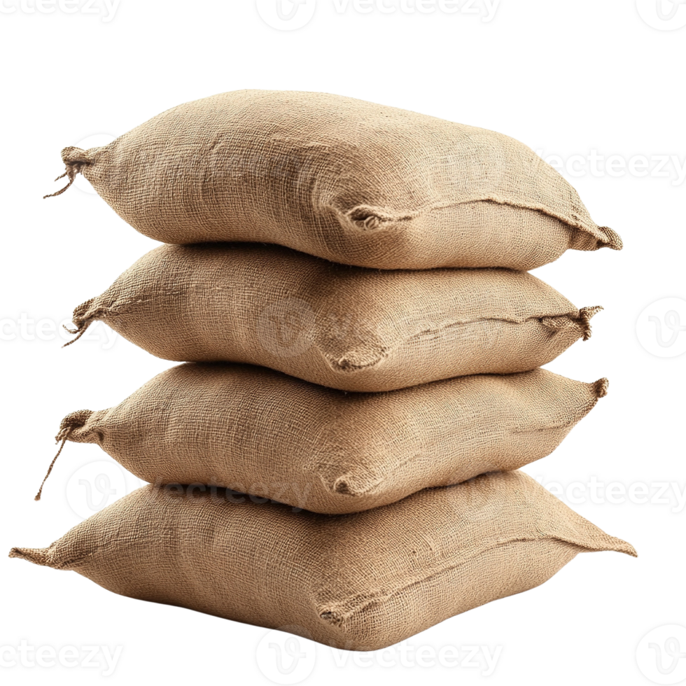 Stacked Burlap Sacks on Transparent Background png