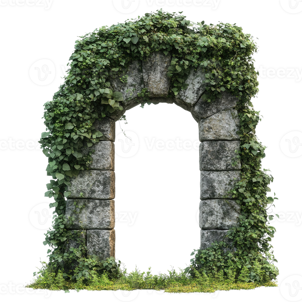 Stone Archway Covered in Ivy png