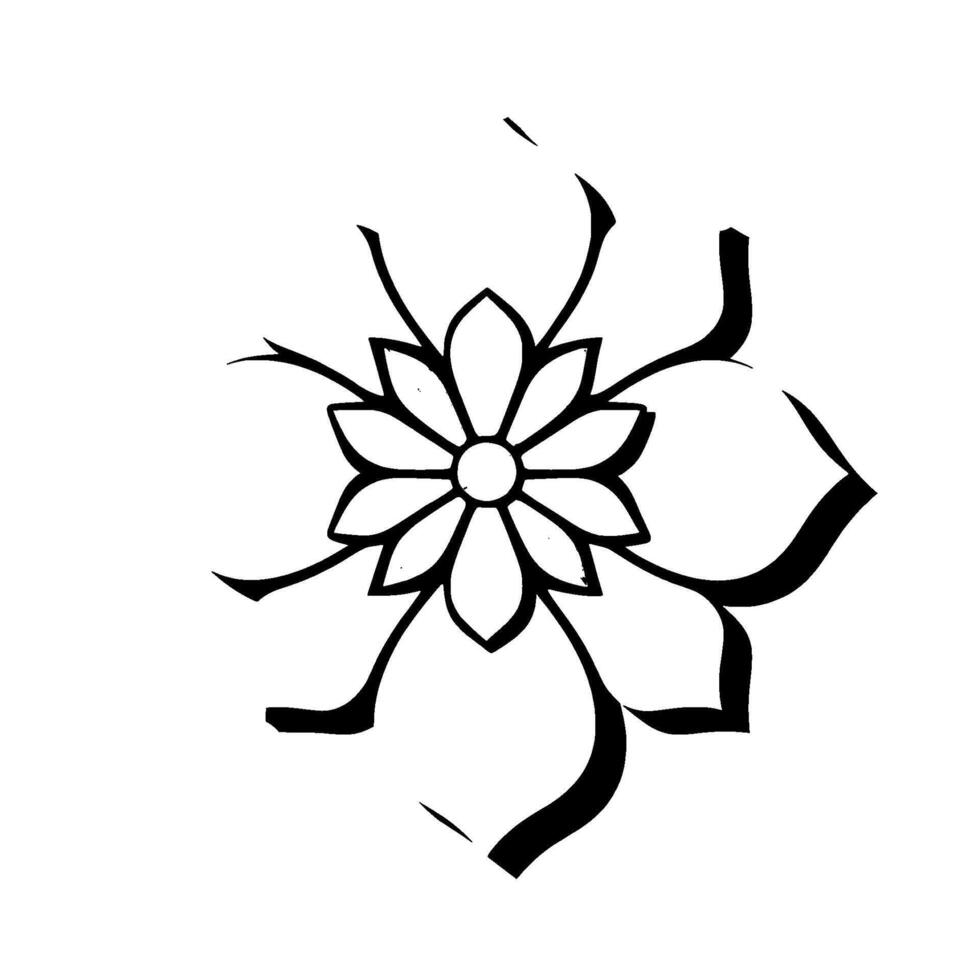 Simplified, Shadowed, PaperCut Floral with Layers, Petals, and a Modern, Geometric Aesthetic on White. vector