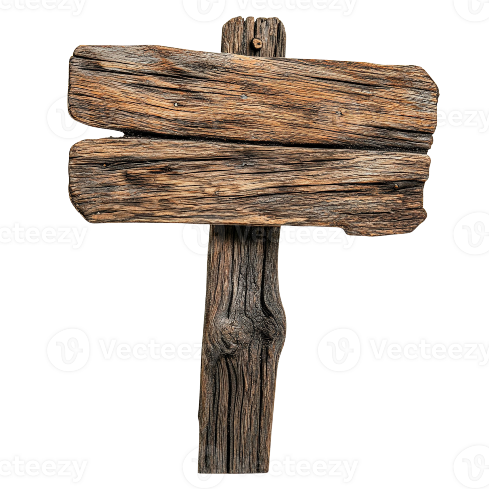 Rustic Wooden Signpost with Blank Planks png