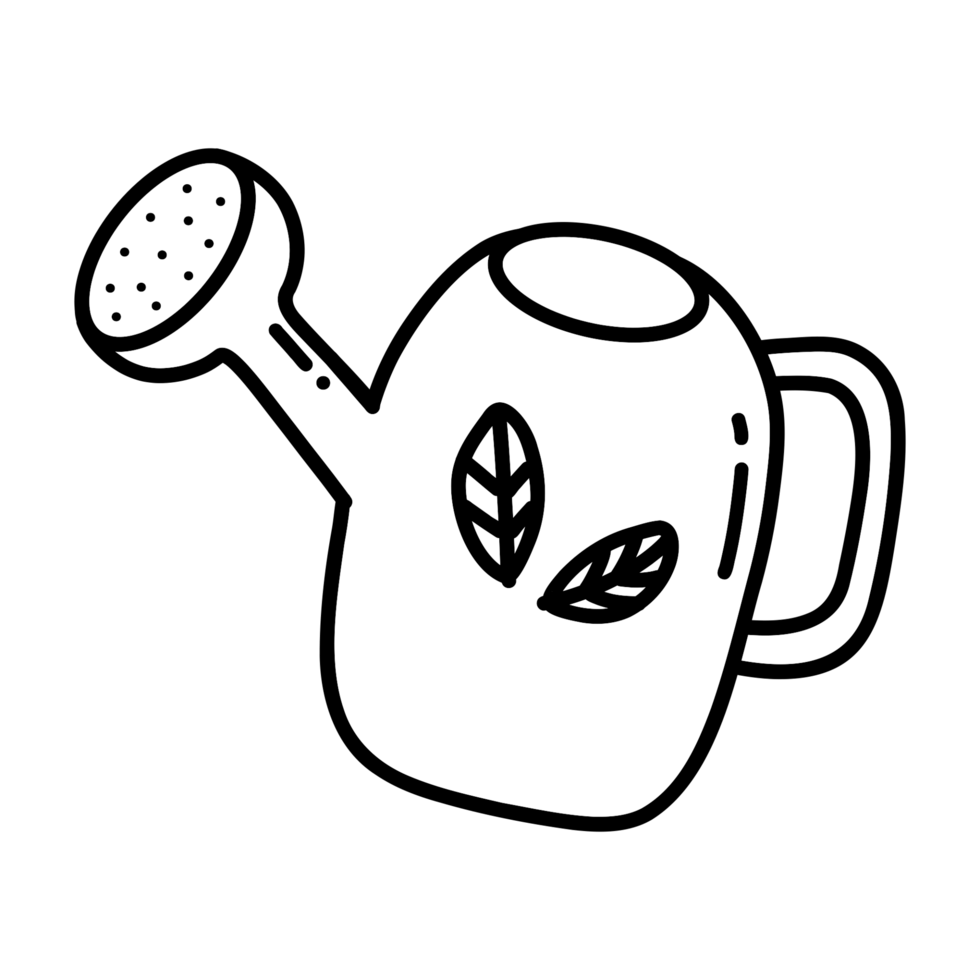 Watering can outline, hand drawn outline, simple lines, better development concept, save the world concept, business development logo, coloring book png