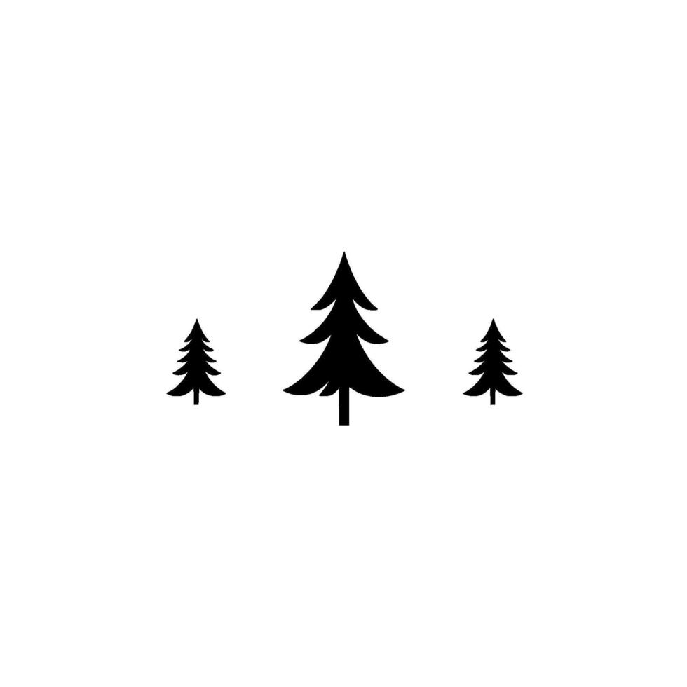 Minimalist Black Evergreen Trees Silhouetted on a Bright White Background, Centered Composition. vector