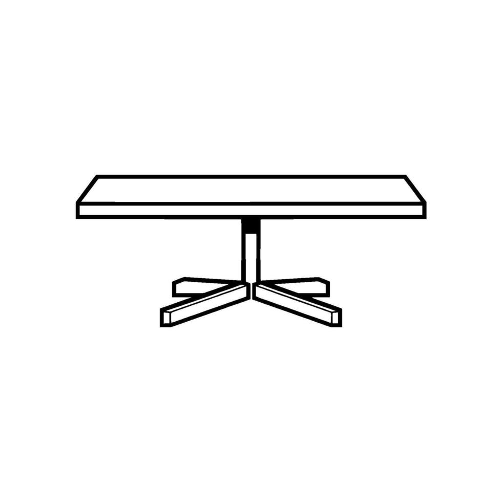 Minimalist Illustration of a Modern Rectangular Table with a Geometric, StarShaped Base, on a White Background. vector