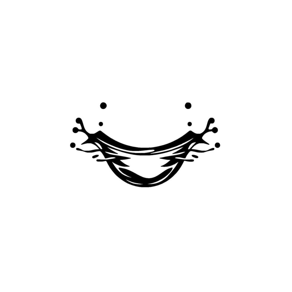 Abstract Black Water Splash, Style, White Background, Ink Drop, Liquid Dynamics, Curvilinear Lines vector