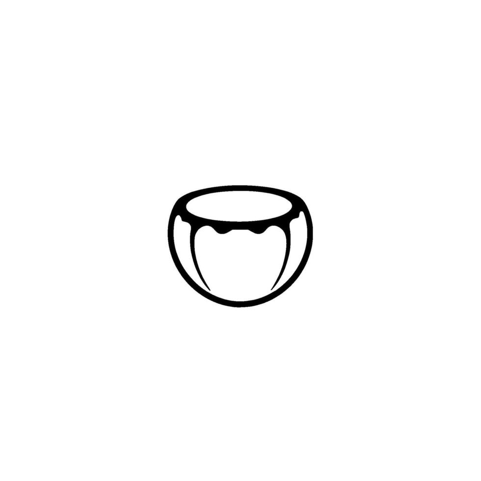 Minimalist black ink illustration of a rounded bowl, with a dripped liquid effect on its rim and smooth curved lines, isolated on white. vector
