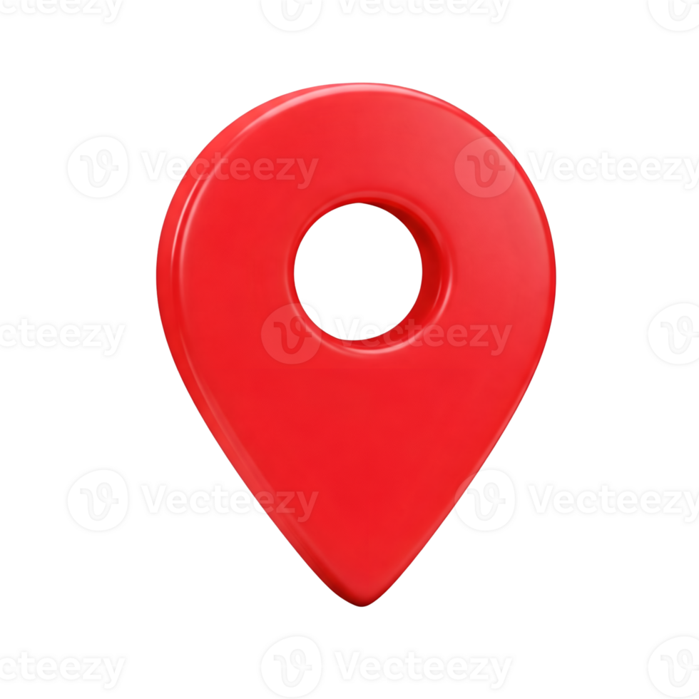 red location marker 3D icon on transparent background png