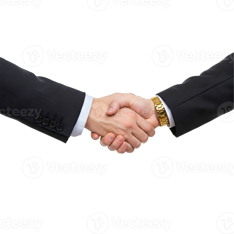 businessmen shaking hands with each other on a transparent background png
