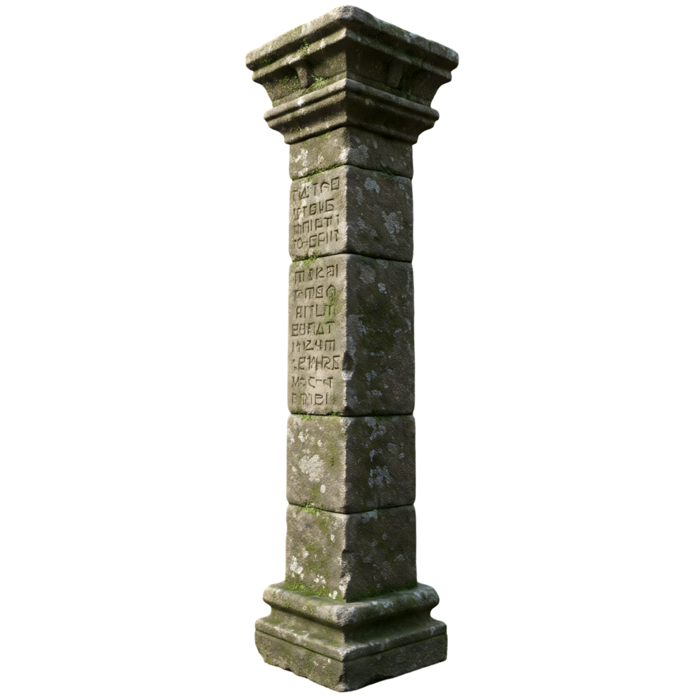 ancient stone column pillar isolated on transparent background png