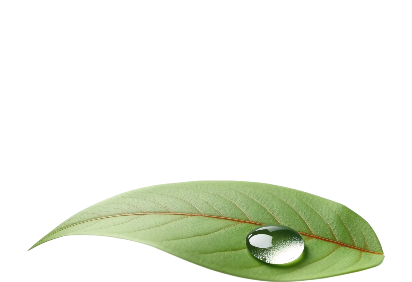 A green leaf with a drop of water with Transparent Background png