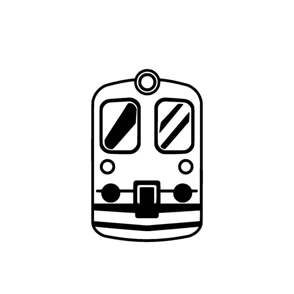 Minimalist Illustration of a FrontFacing Train with Bold Black Lines on a Clean White Background. vector