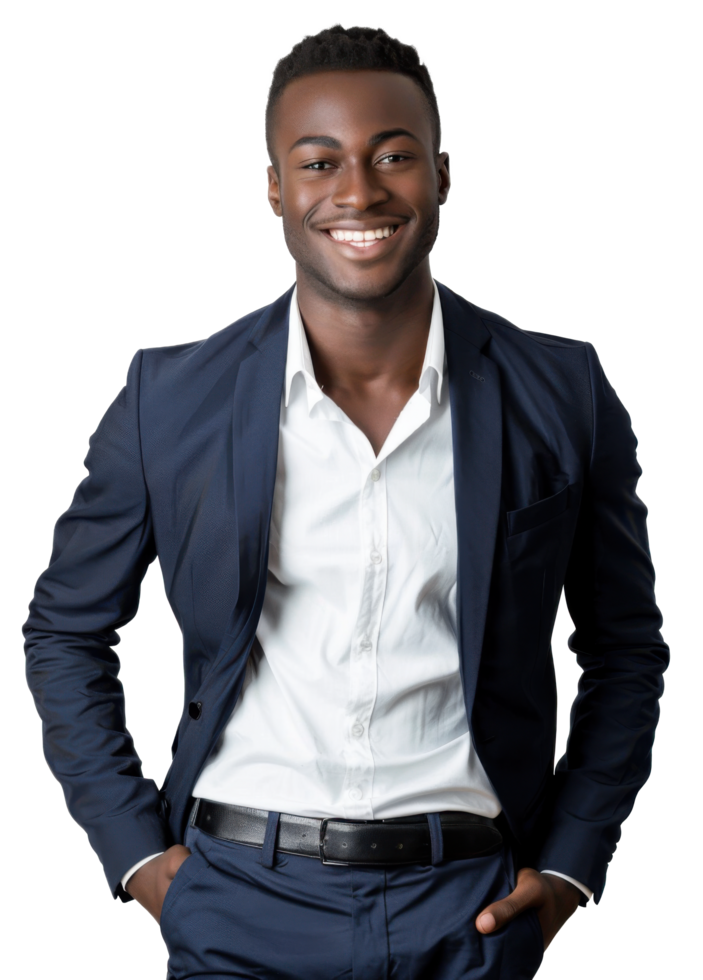 A young black man in a suit and tie png