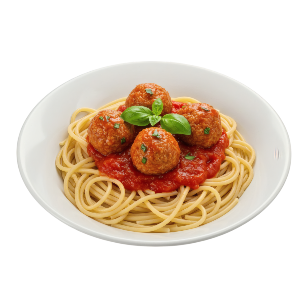 Spaghetti with meatballs and tomato sauce png