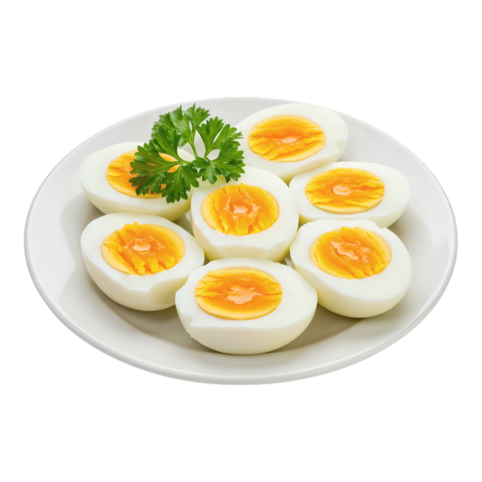 Hard boiled eggs on a plate png