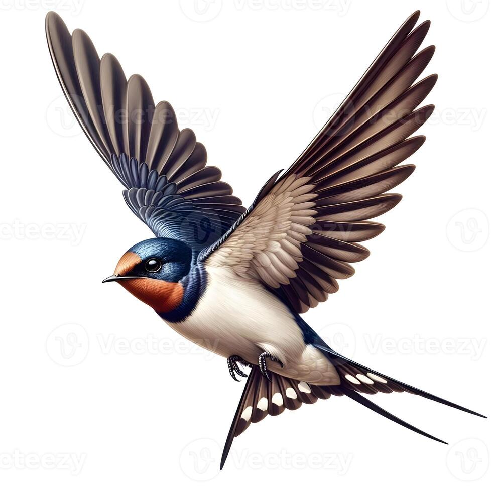 A bird flying in the air with its wings spread photo