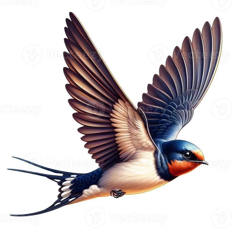 A bird flying in the air with its wings spread photo