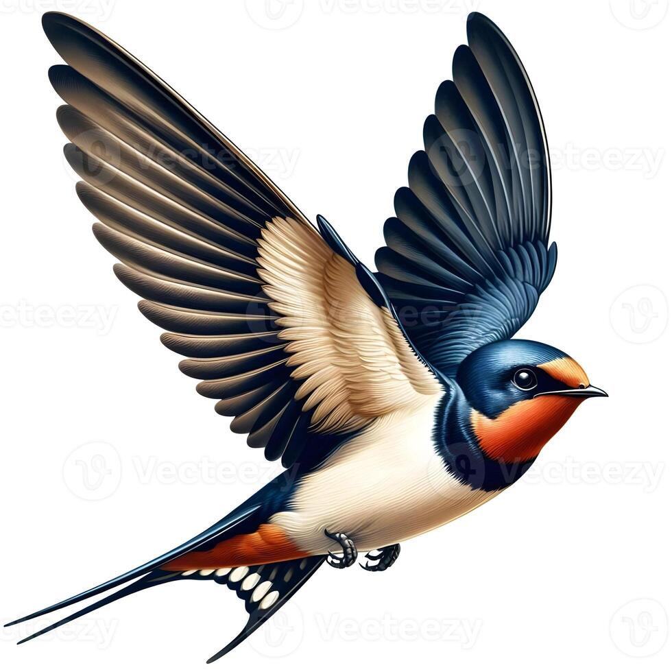 A bird flying in the air with its wings spread photo