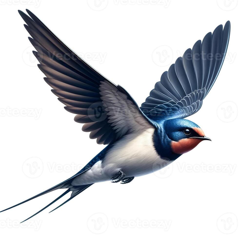 A bird flying in the air with its wings spread photo