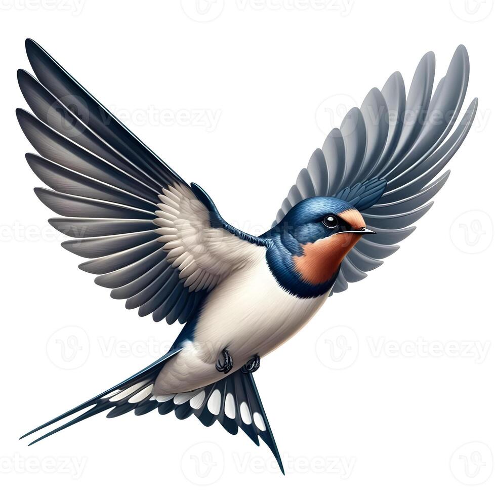 A bird flying in the air with its wings spread photo