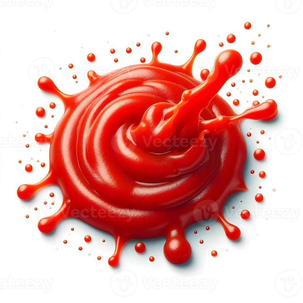 A red liquid splashing on a white background photo