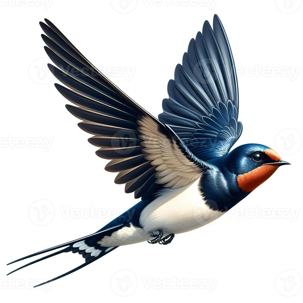 A bird flying in the air with its wings spread photo