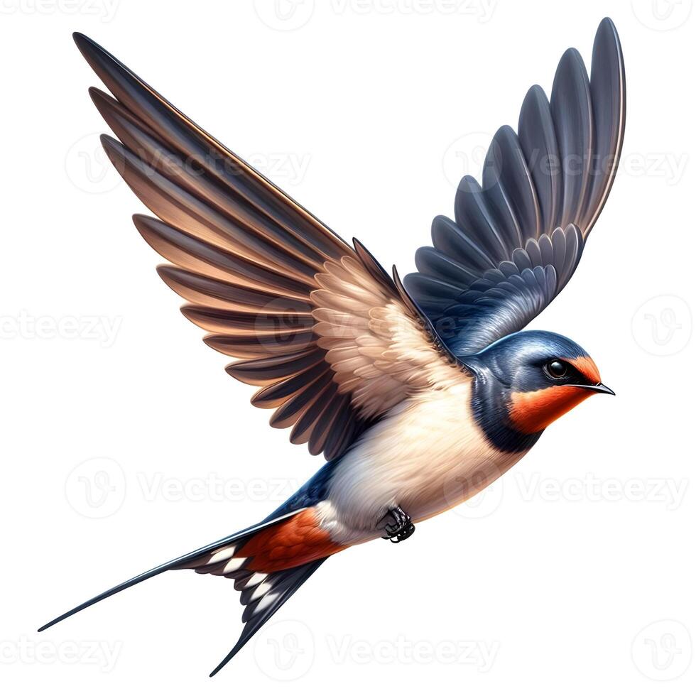 A bird flying in the air with its wings spread photo