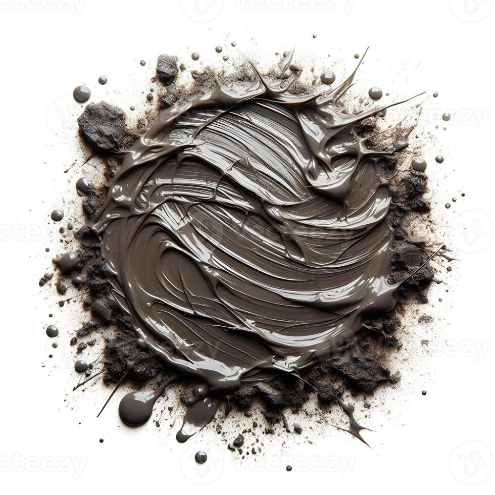 Wet mud, stains texture isolated on white, top view, clipping path photo