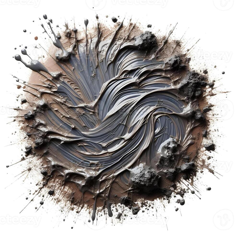A circle of paint splashed on a white background photo