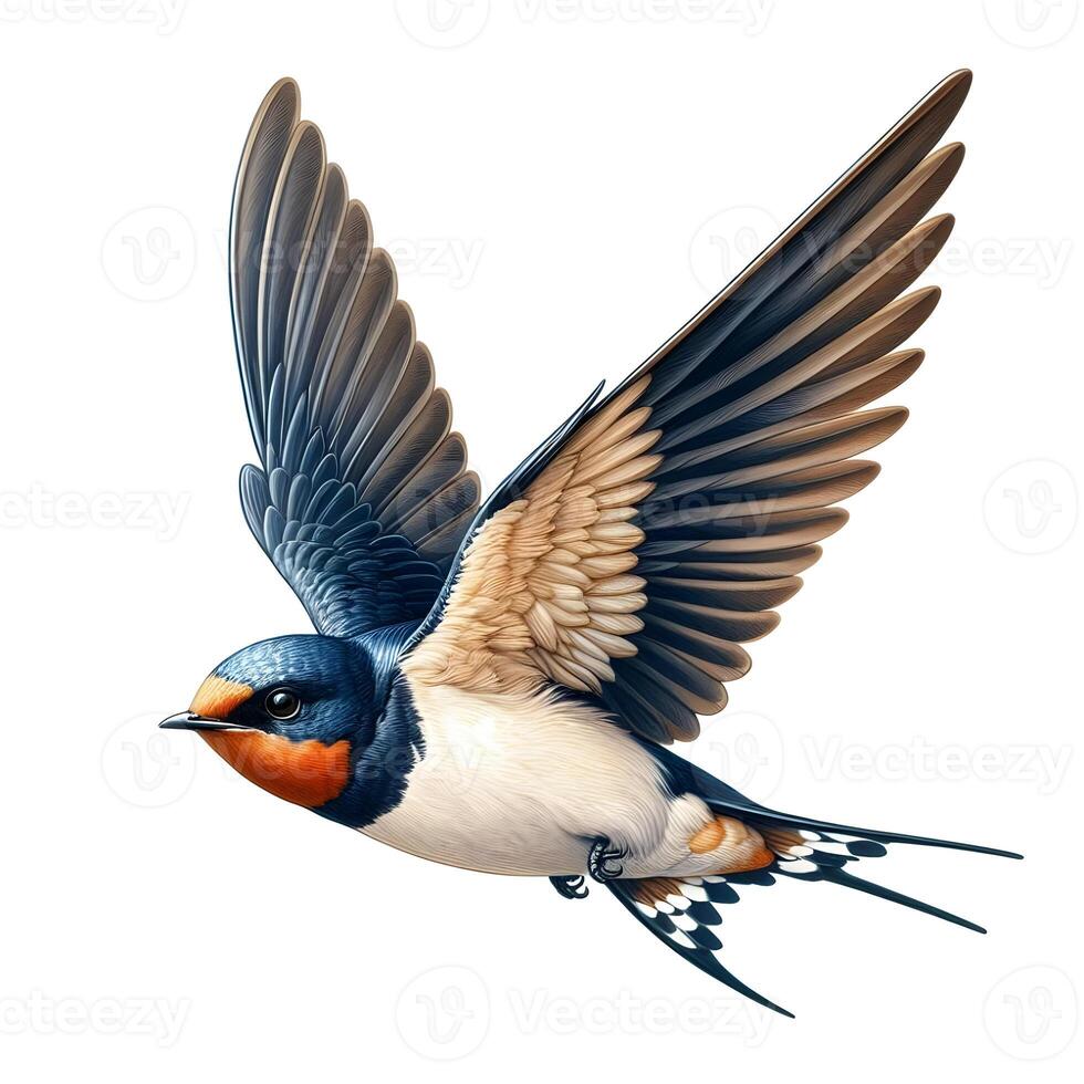 A bird flying in the air with its wings spread photo