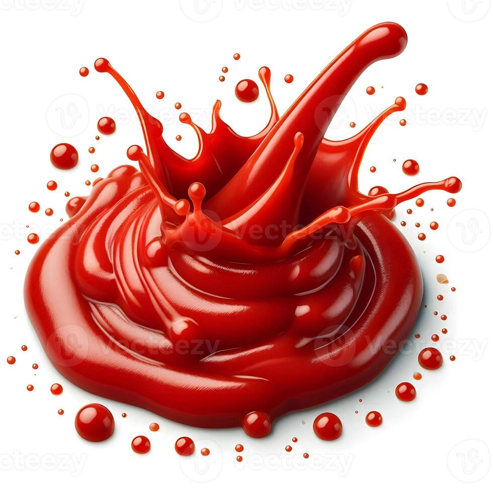 Red liquid splashing on white background photo