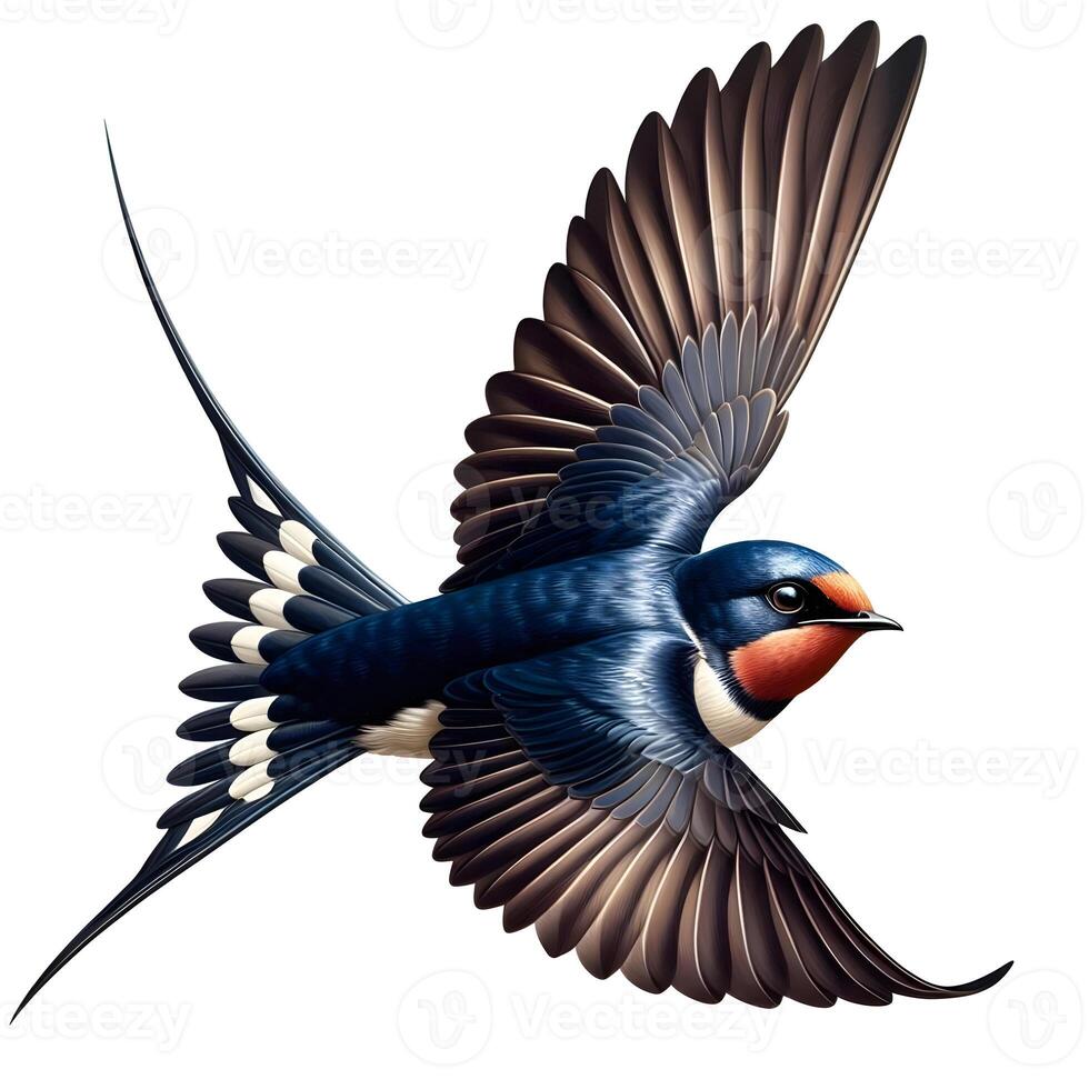 A bird with a red and blue beak is flying photo