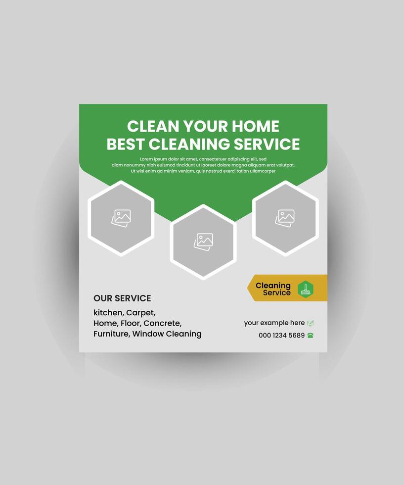 Cleaning service social media post square banner vector