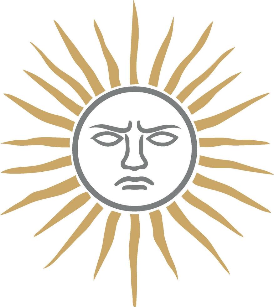 Unhappy sad emoji sun element. vector