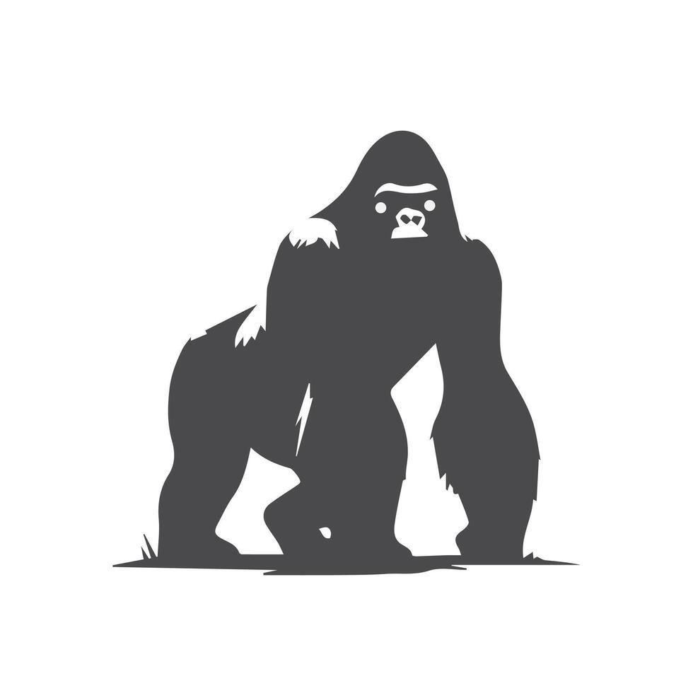 Bold Gorilla Silhouette in Black and White vector