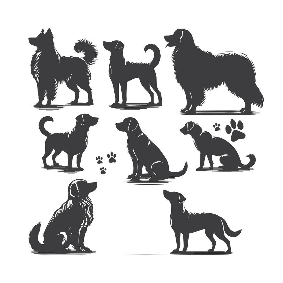 Silhouettes of Various Dog Breeds vector