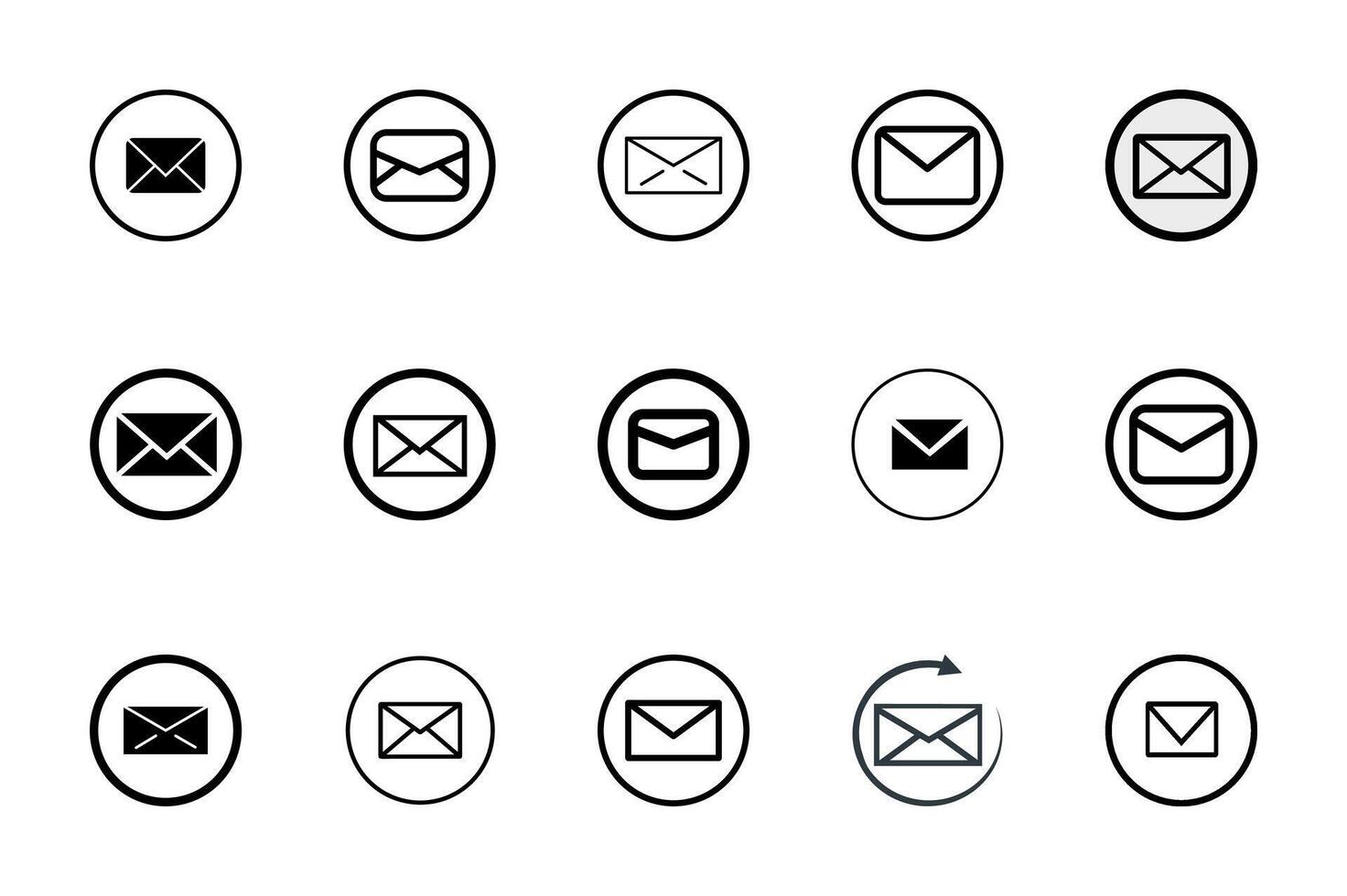 Email or Massage icon set Round circle isolated illustration vector