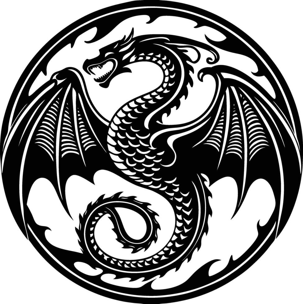 Dragon Art Illustration Shallotte with Circle Border vector