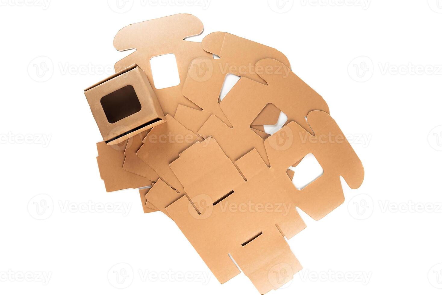 self-assembled gift box disassembled and assembled on a white background photo