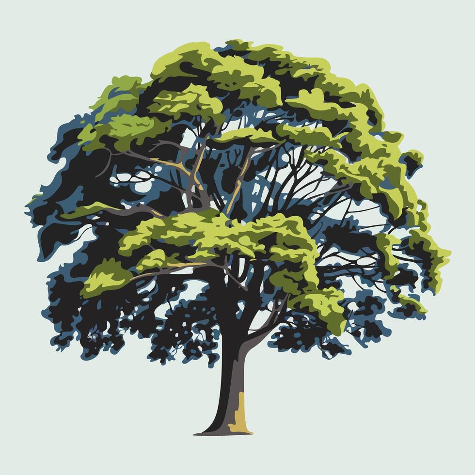 A tree with green leaves on a blue background vector