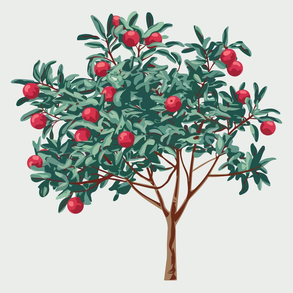 An illustration of a tree with red apples vector